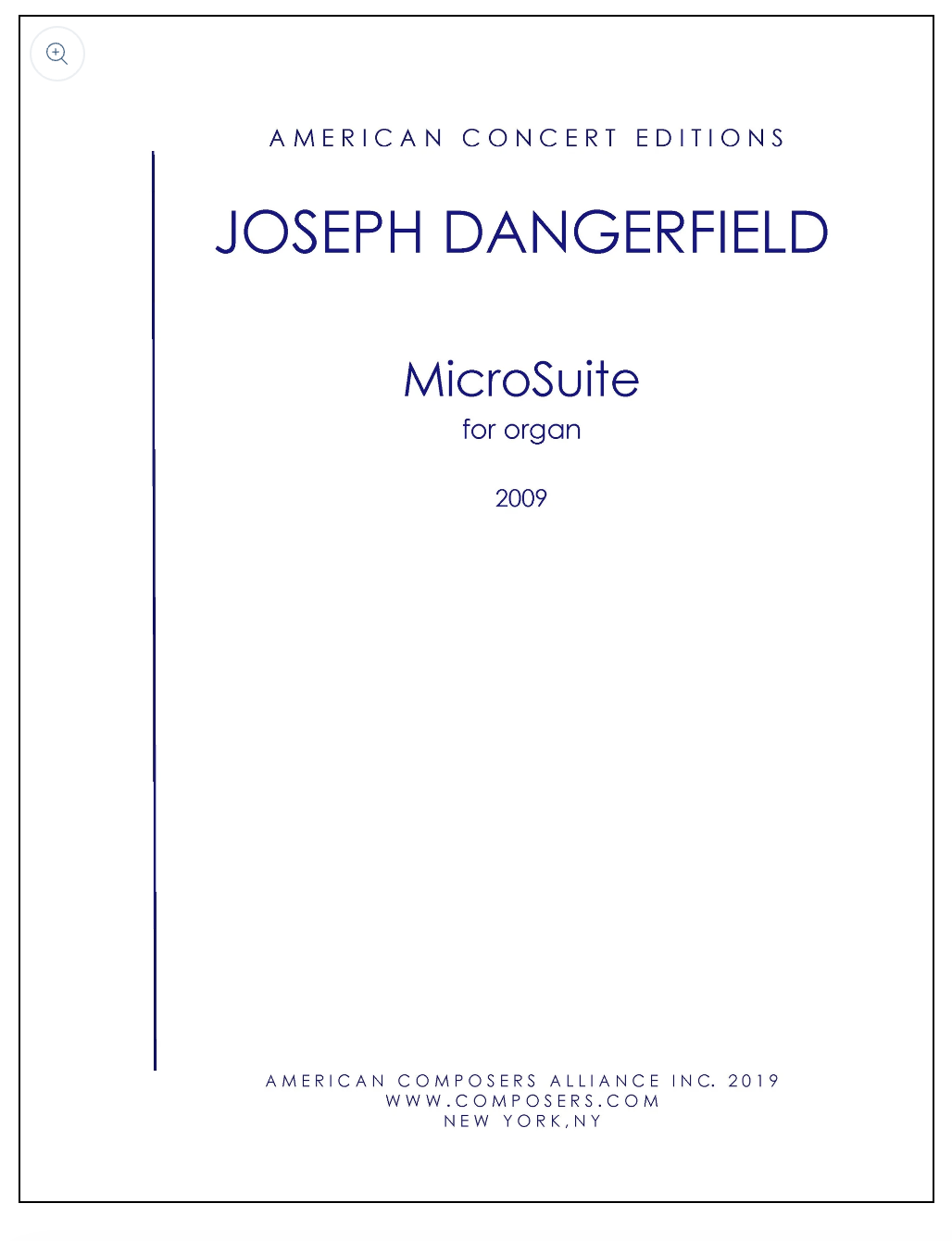 Score cover for MicroSuite by Joseph Dangerfield — American Concert Editions, for organ