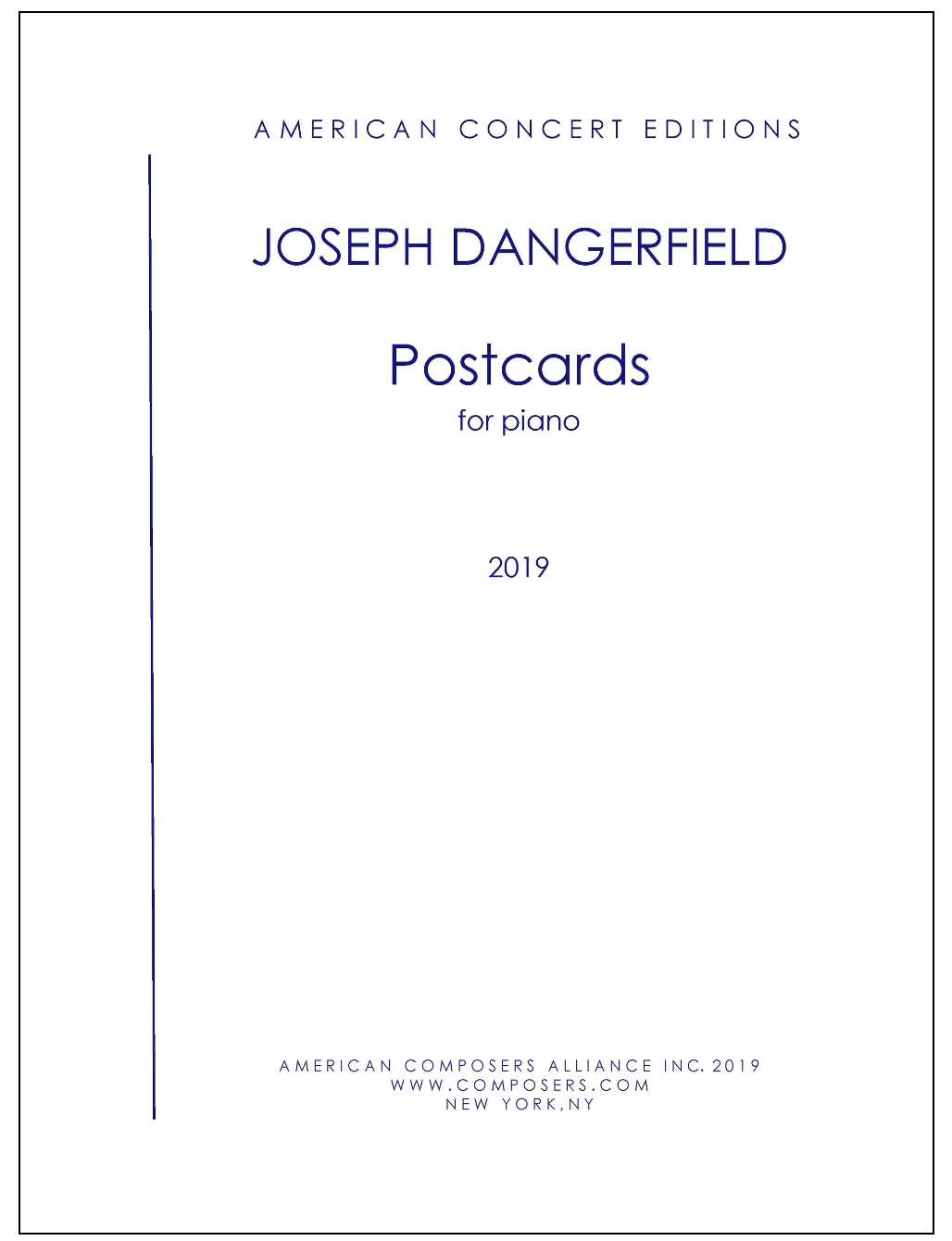 Score cover for Postcards by Joseph Dangerfield — American Concert Editions, for piano