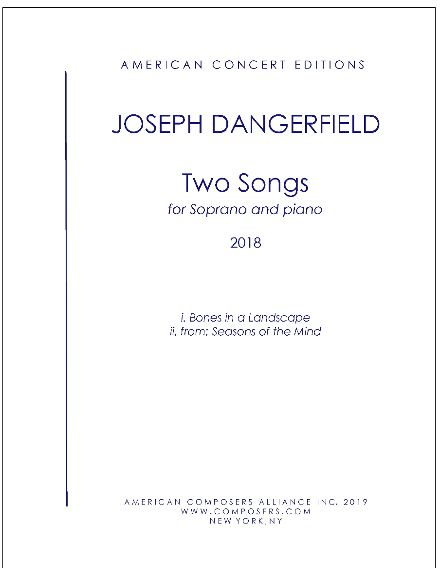 Score cover for Two Songs by Joseph Dangerfield — American Concert Editions, for soprano and piano